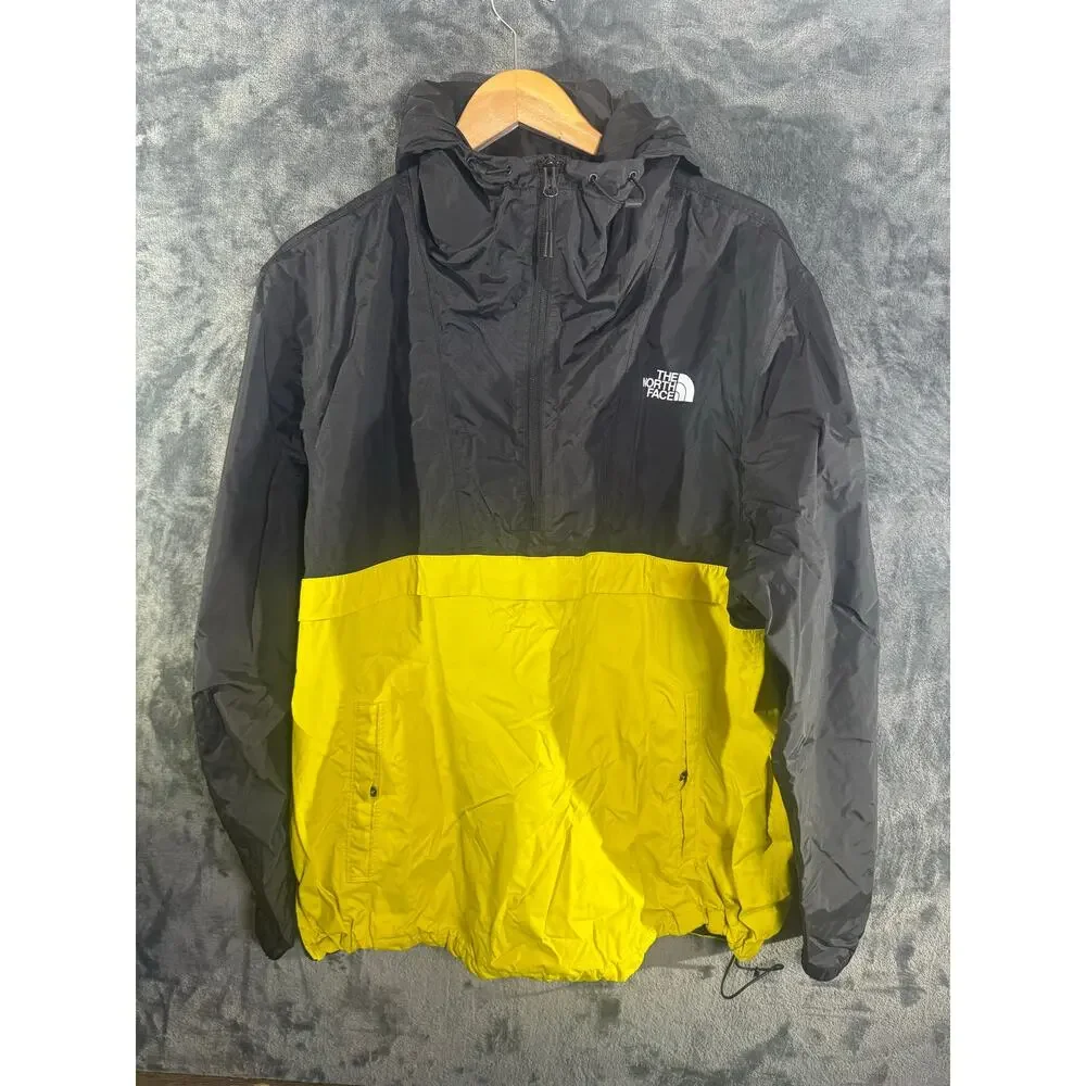 The North Face Antora Anorak Rain Jacket Men's XL Black Yellow Waterproof Hooded
